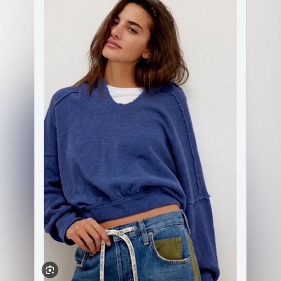 NWT FREE PEOPLE Atlas Hoodie Size Large Color: Indigo Pura